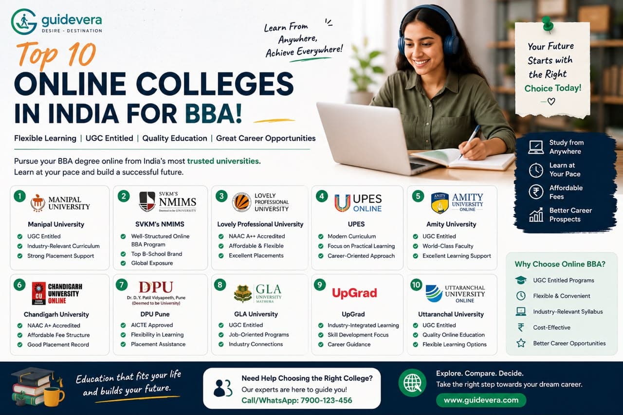 Top 10 online colleges in India for BBA 2026 UGC entitled flexible learning